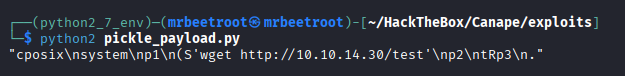 pickle payload output contains p1