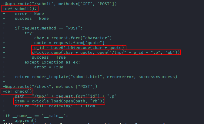 submit() and check() using cPickle
