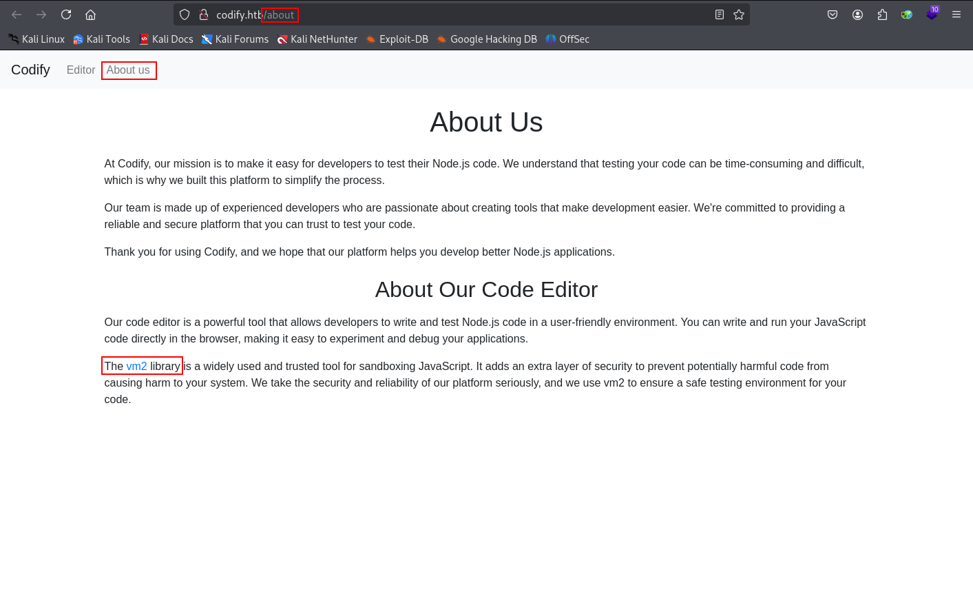 vm2 library information