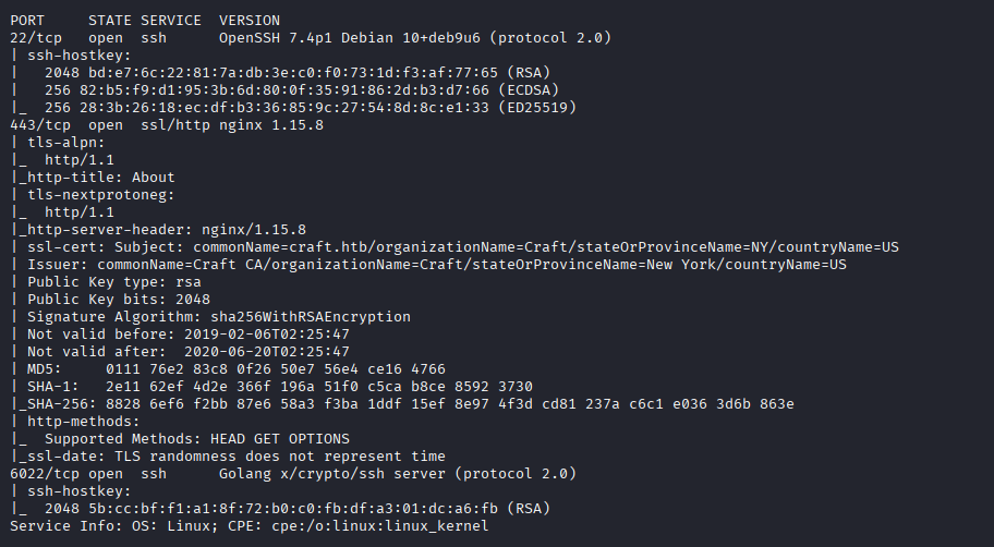 nmap results