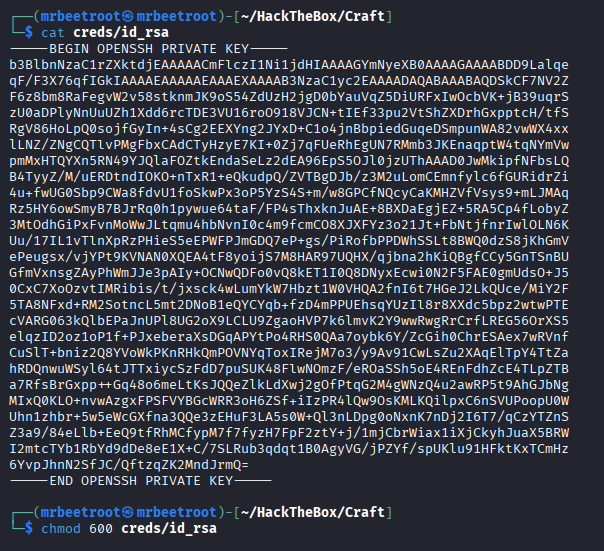 chmod 600 on the key