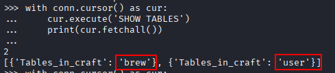 tables: brew and user