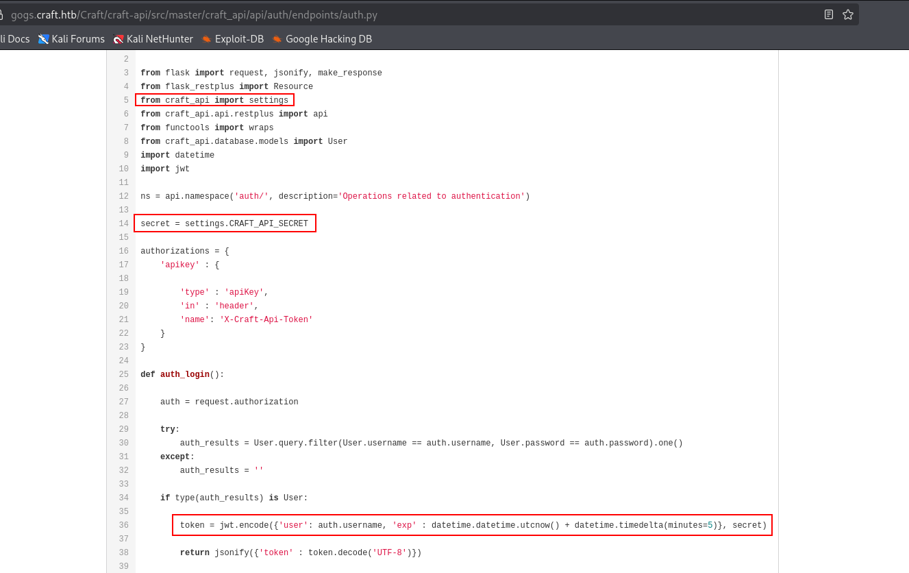 auth.py secret import