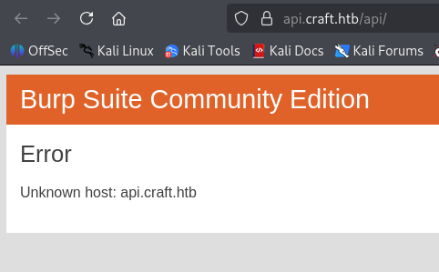 api.craft.htb unknown host