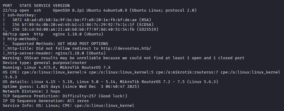 nmap results