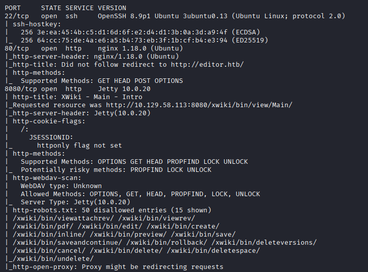 nmap results