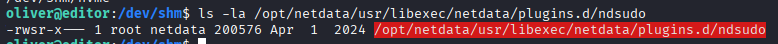 ndsudo with SUID bit confirmed