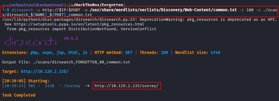 dirsearch survey endpoint
