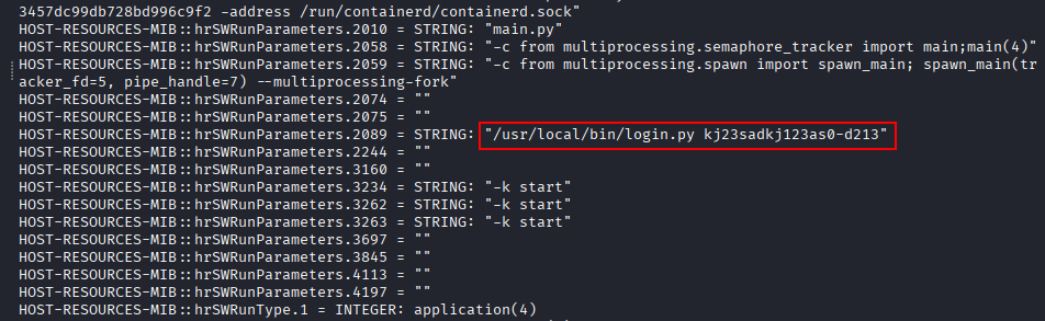 snmpbulkwalk reveals login.py with an argument