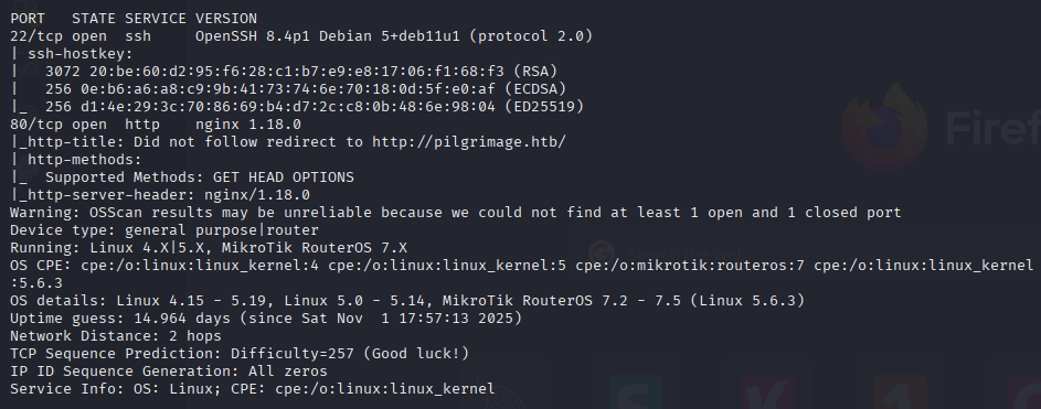 nmap results