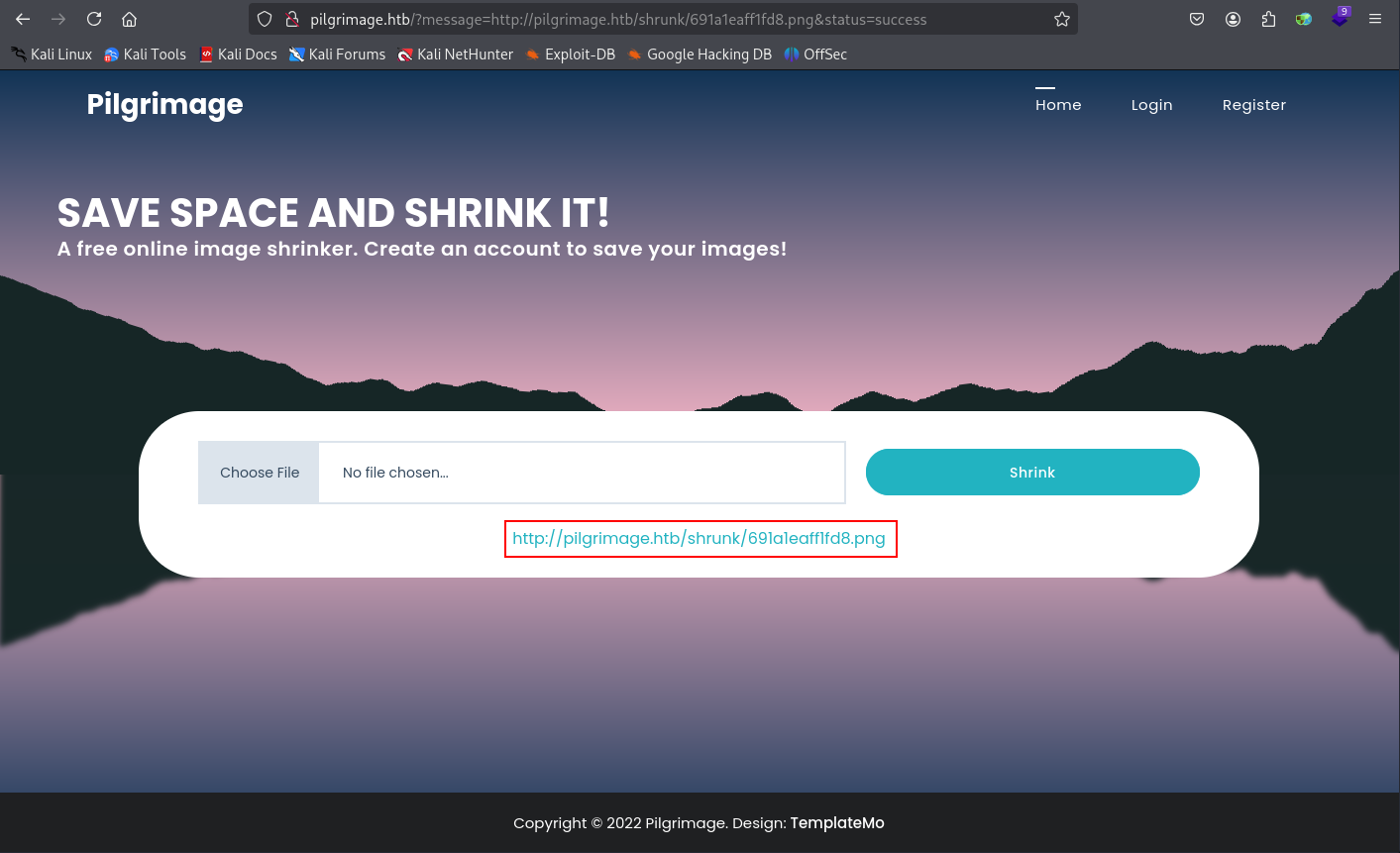 uploading the crafted exploit image