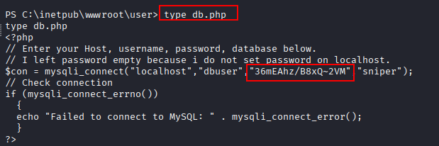 db.php contains a password