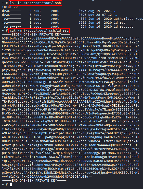 root’s private SSH key found