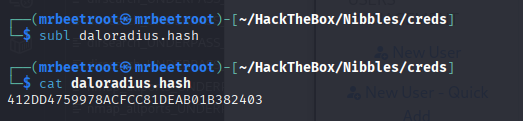 saving the hash to a file