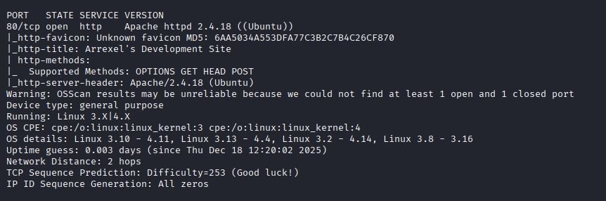 nmap results