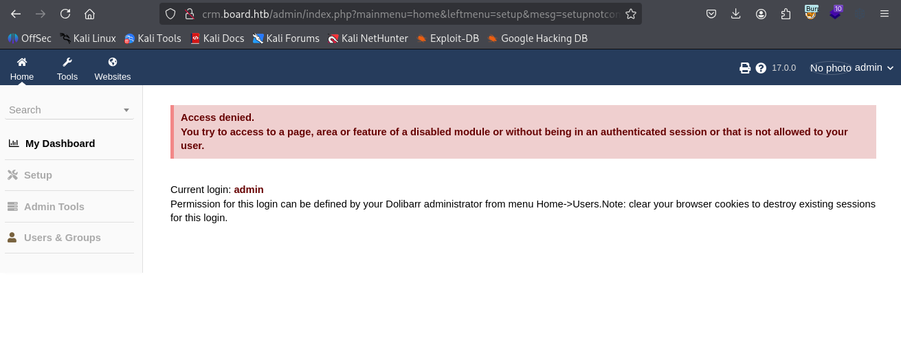 dolibarr admin login