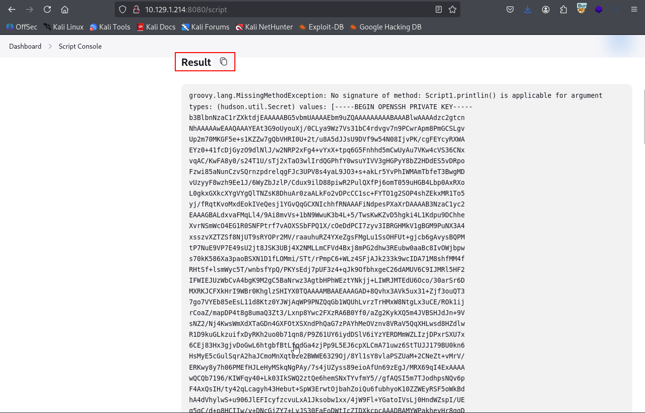 script console root key