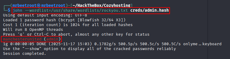 john admin password