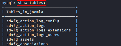 joomla tables first section