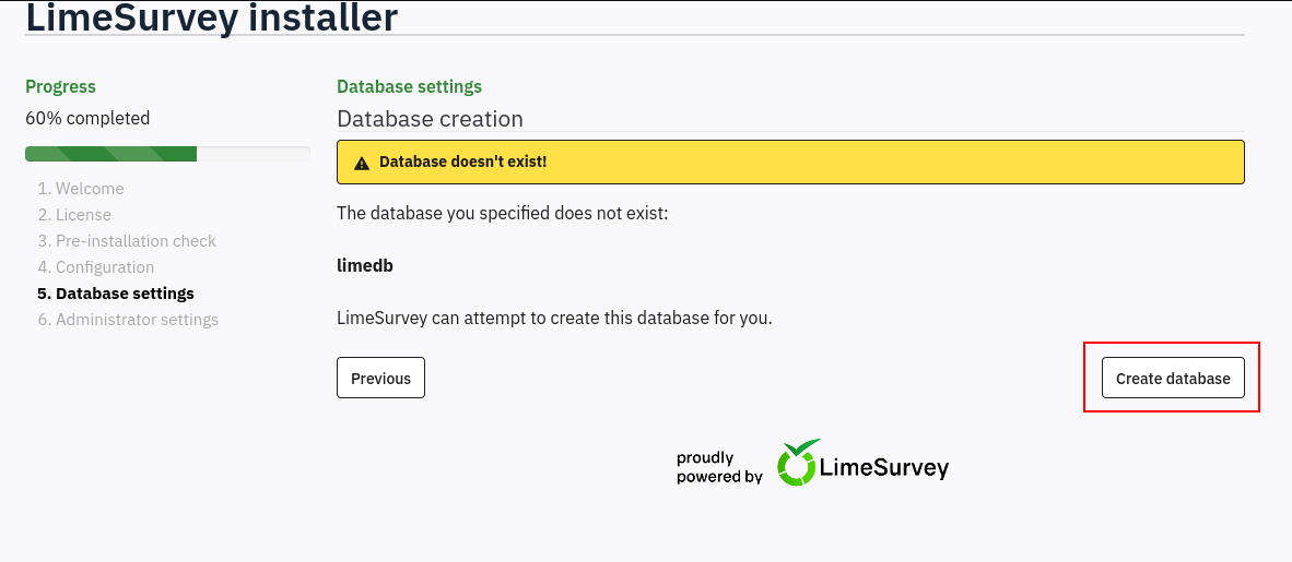 create database prompt