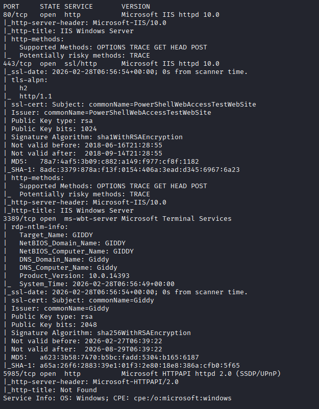 nmap results