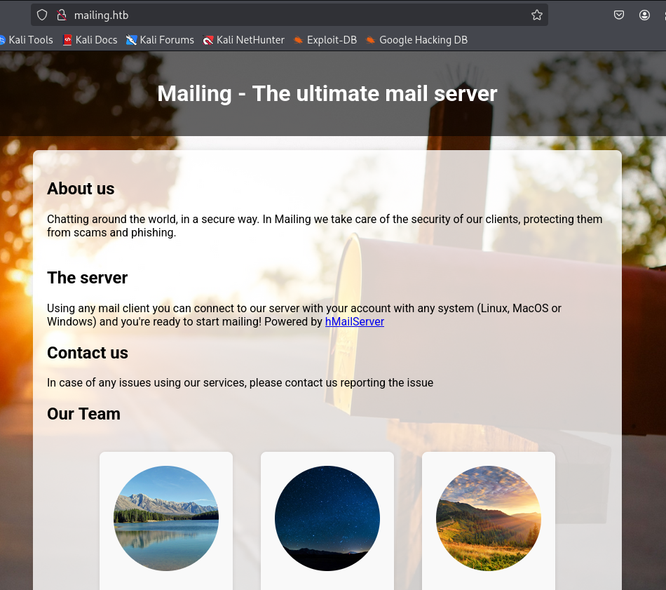 Mailing website