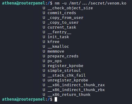 nm output for venom.ko