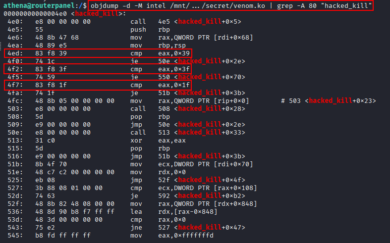 objdump cmp instructions