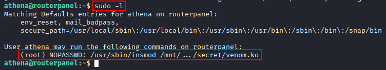 sudo -l output