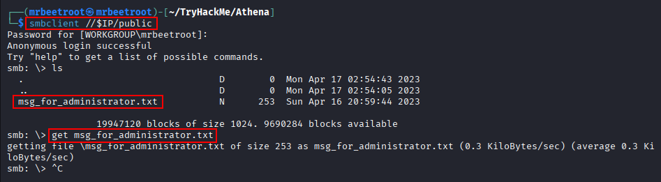 downloading the message file