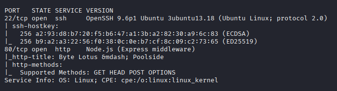 nmap results