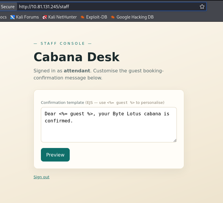 staff interface
