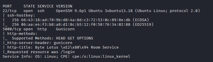nmap results