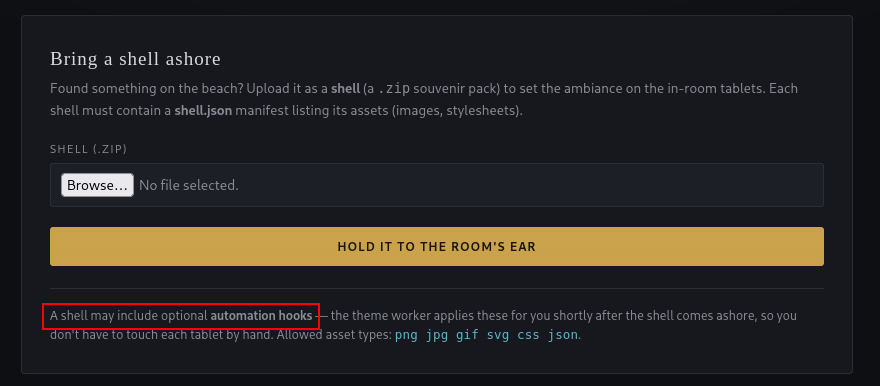 dashboard notice about automation hooks