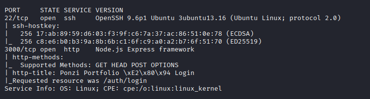 nmap results