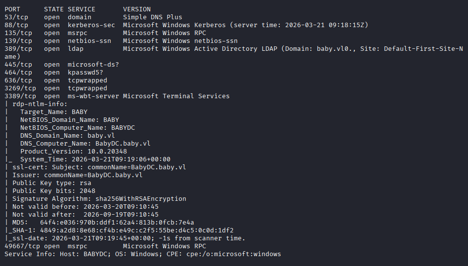 nmap results